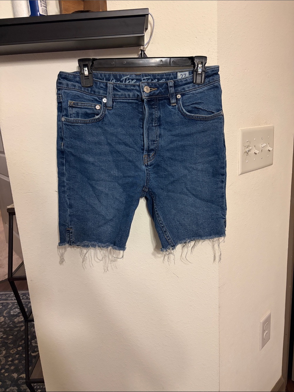 We The Free Raw Hem Blue Denim Jean Shorts
